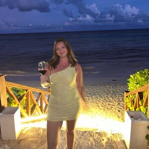 Reformation Jilian dress in sparkly green